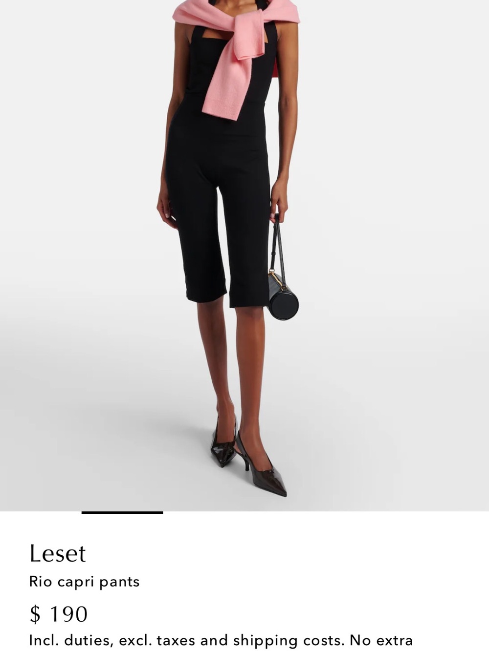 LESET Black Capri Jumpsuit with Pink Sweater Accent